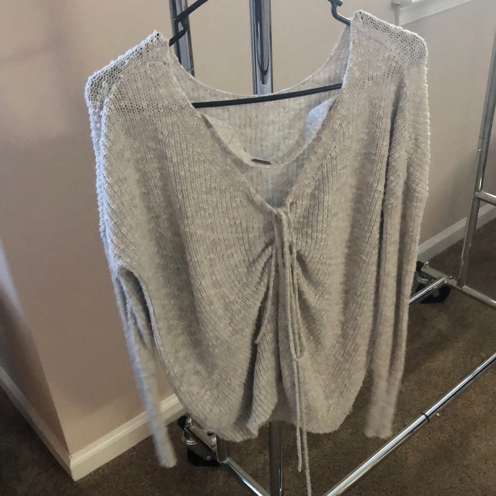 Free people back tie up sweater